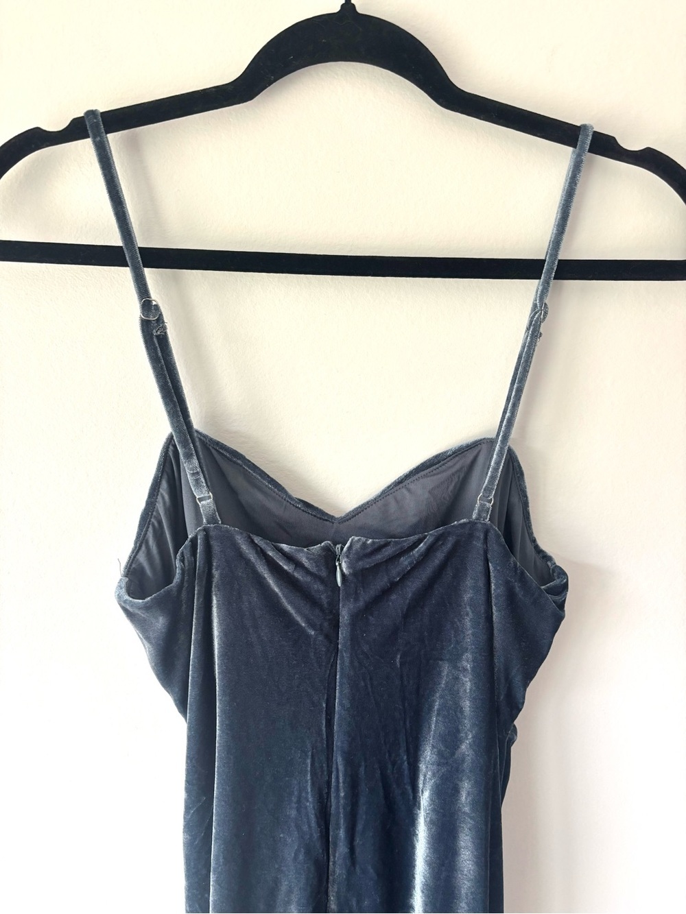 Lulus Plush Personality Slate Blue Velvet Ruched Bodycon Midi Dress Formal - Picture 9 of 13